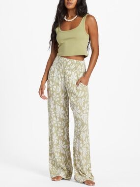 Billabong Seaside Green Floral New Waves
Elastic Casual Beach Pants Pockets